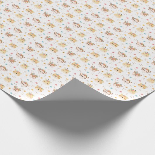 Baby Animals Giraffe Meul Baby shower Cadeaupapier (Hoek)