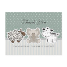 Baby Animals Green Baby shower Dank je wel