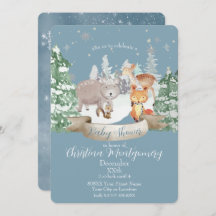 Baby Animals in een bos winterbos op blauw