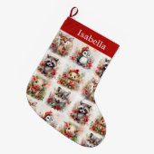 Baby Animals Naam toevoegen Schattige Kerstmis Grote Kerstsok (Voorkant (Hangend))