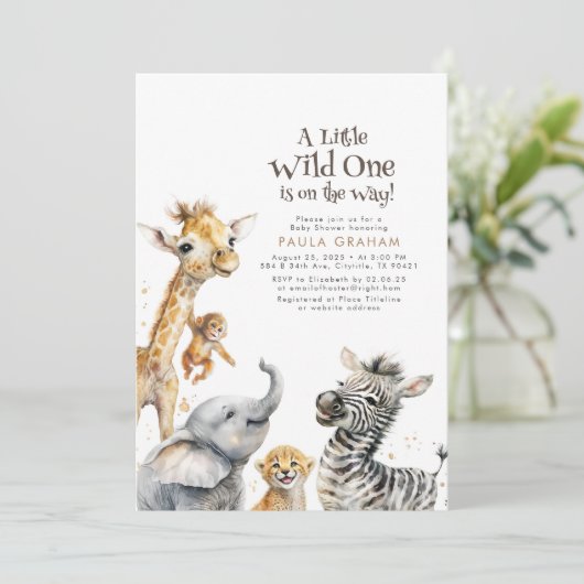 Baby Animals Oerwoud Safari Wild Cute Baby shower Kaart (Staand voorkant)