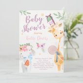 Baby Animals Safari Baby shower Uitnodiging (Staand voorkant)
