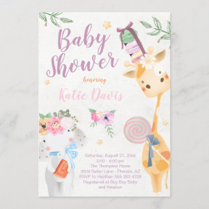 Baby Animals Safari Baby shower Uitnodiging