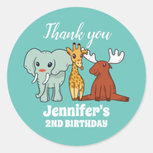Baby Animals Safari en Zoo Kids Birthday Party Ronde Sticker