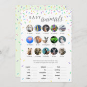 Baby Animals Shower Game Card - Naar verluidt bedr Programmakaart (Voorkant / Achterkant)