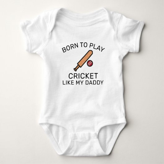 Baby Announcement Born to Play Cricket Like Daddy Romper (Voorkant)