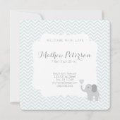 Baby Announcement Boy Elephant Chevron Heart Aankondiging (Achterkant)