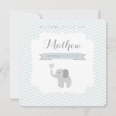 Baby Announcement Boy Elephant Chevron Heart Aankondiging (Voorkant)