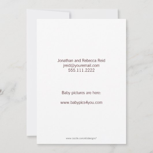 Baby Announcement Brown Aankondiging (Achterkant)