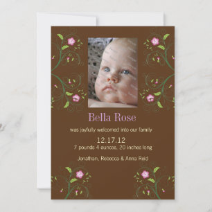 Baby Announcement Brown Aankondiging