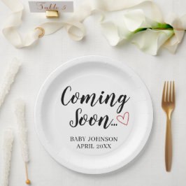 Baby Announcement Coming Soon Paper Plates Papieren Bordje