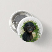 Baby Ape In The Grass Ronde Button 3,2 Cm (Voorkant /achterkant)