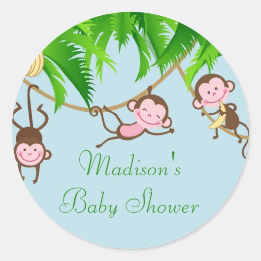 Baby Apen Baby shower Sticker (Voorkant)