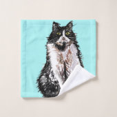 Baby Aqua Tuxedo Black Cat Girls Towel Set Bad Handdoek (Wasdoekje)