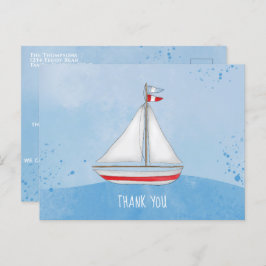 Baby Aquarel Schip Ahoy Het is een Jongen Dank Je  Briefkaart