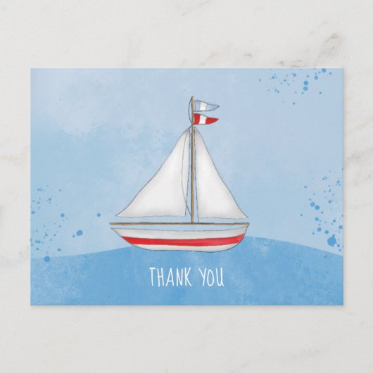 Baby Aquarel Schip Ahoy Het is een Jongen Dank Je  Briefkaart (Voorkant)