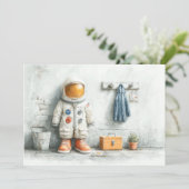 Baby Astronaut 1e verjaardagsfeest Kaart (Staand voorkant)