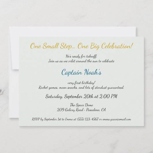 Baby Astronaut 1e verjaardagsfeest Kaart (Achterkant)