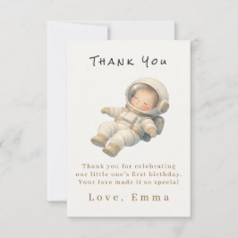 Baby Astronaut First Birthday Thank You Card Bedankkaart