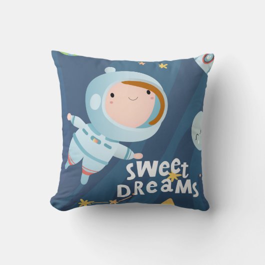 Baby Astronaut (meisje) Sweet Dreams Sierkussen (Voorkant)