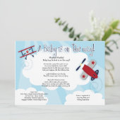 BABY AVIATOR Vliegtuig 5x7 Baby shower Uitnodiging (Staand voorkant)