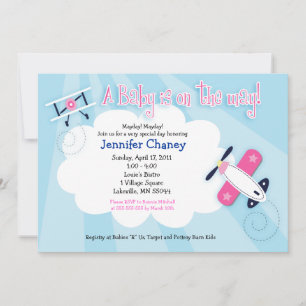 BABY AVIATOR Vliegtuig 5x7 Baby shower Uitnodiging