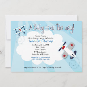 BABY AVIATOR Vliegtuig 5x7 Baby shower Uitnodiging