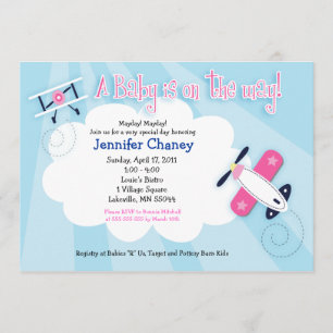 BABY AVIATOR Vliegtuig 5x7 Baby shower Uitnodiging