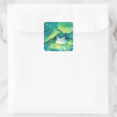 Baby Axolotl-bloemenvijver Vierkante Sticker (Tas)