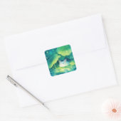 Baby Axolotl-bloemenvijver Vierkante Sticker (Envelop)