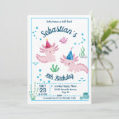 Baby Axolotl White Birthday Party Invitation Kaart (Staand voorkant)