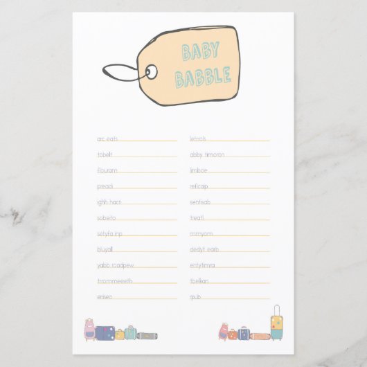 Baby Babble Adventure Baby shower (Voorkant)