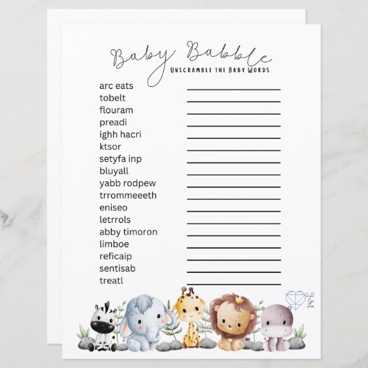 Baby Babble - Baby Themed Word Scramble (Voorkant / Achterkant)