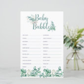 Baby Babble Greenery Baby shower (Staand voorkant)