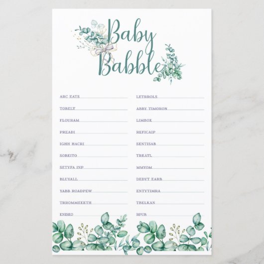 Baby Babble Greenery Baby shower (Voorkant)