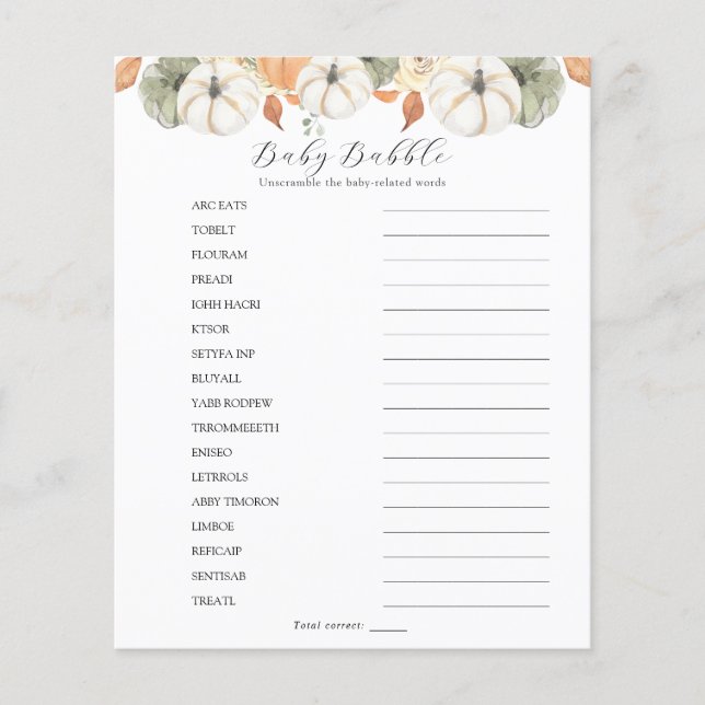 Baby Babble Word Scramble (Voorkant)