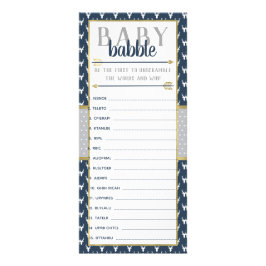 Baby Babble Word Scramble, Baby shower, Navy, Grij Reclamekaart