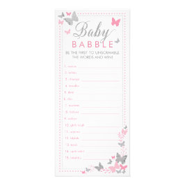 Baby Babble Word Scramble spel, Vlinders Reclamekaart