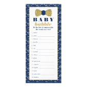 Baby Babbly woord scramble spel, boog Stropdas Reclamekaart (Voorkant)