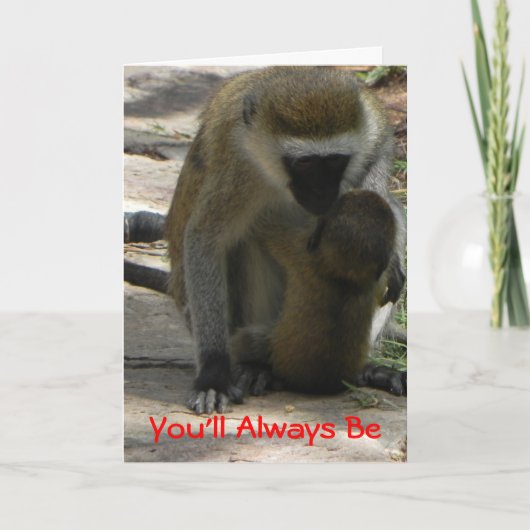 Baby Baboon Valentijn Feestdagen Kaart (Voorkant)