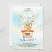 Baby Baby Animals Hot Air Ballon Baby Boy Shower Kaart (Voorkant)