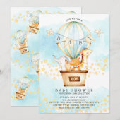 Baby Baby Animals Hot Air Ballon Baby Boy Shower Kaart (Voorkant / Achterkant)