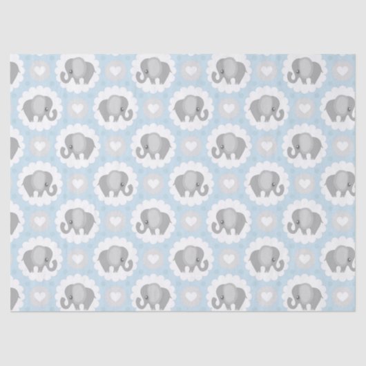 Baby Baby Boy Blue Elephant Shoft Gift Tissuepapier (Voorkant)