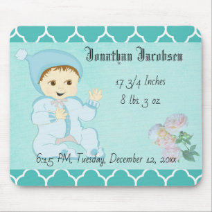 Baby Baby Boy in Blue met Flowers Muismat