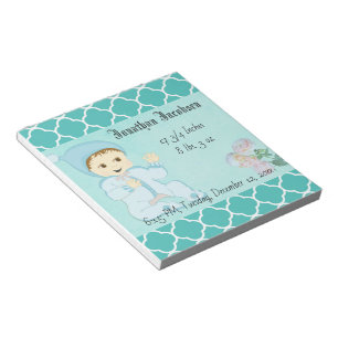 Baby Baby Boy in Blue met Flowers Notitieblok