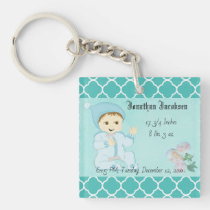 Baby Baby Boy in Blue met Flowers Sleutelhanger