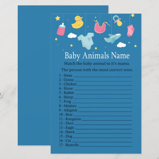 Baby Baby-dieren Naam Game (Voorkant / Achterkant)