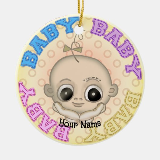 Baby Baby Gezicht Keramisch Ornament (Voorkant)