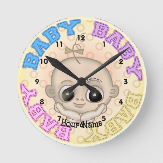 Baby Baby Gezicht Ronde Klok (Voorkant)