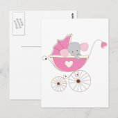 Baby Baby Girl Pink Elephant Briefkaart (Voorkant / Achterkant)